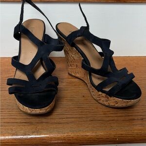 Blue Wedge Sandals